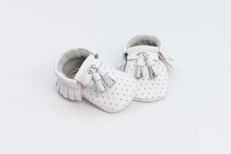 Weiße Baby Mason Tassel Boy Schuhe
