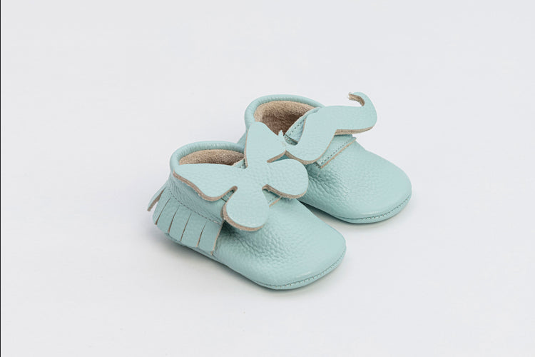 Blaue Baby-Olivia-Bogen-Mädchen-Schuhe