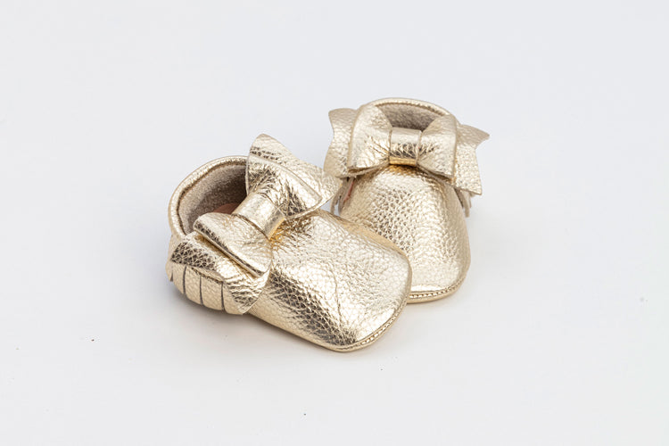 Gold Baby Sophia Bow Shoes