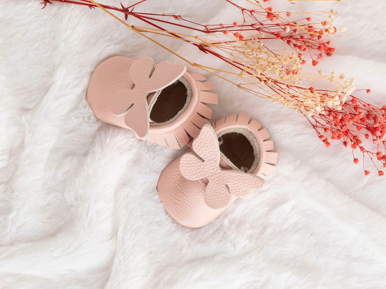 Pastel Pink Baby Olivia Bow Girl Shoes