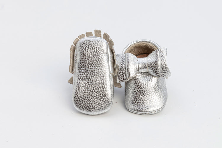 Silver Baby Sophia Bow Shoes