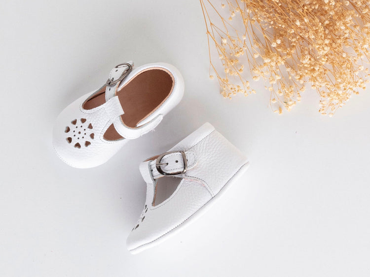 White Baby Kayla T-Bar Shoes